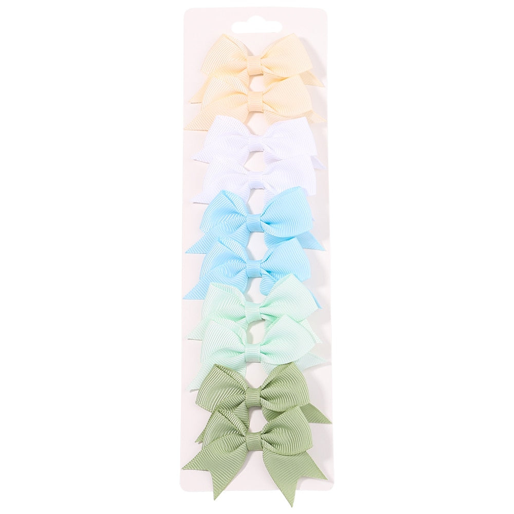 10Pcs/Set neue solide Band Bowknot Haarspangen für Baby Mädchen, handgemachte niedliche HaarnadelsBögen