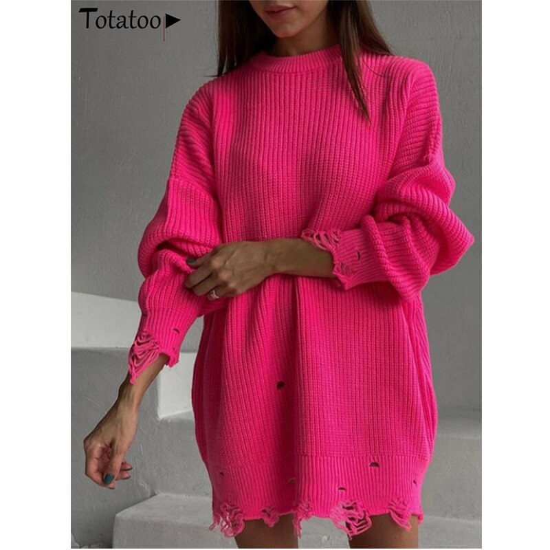 Damen Rollkragen-Strickpullover, Figurbetontes Pulloverkleid