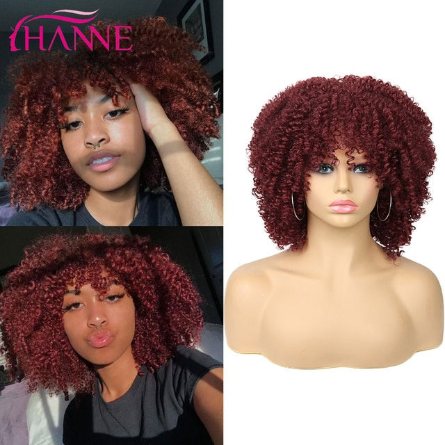 Afro Kinky Curly Synthetische Perücke Lila Perücke Curly Perruque Bob Synthétique, Kurze Perücken Für Schwarze Frauen, 3/4 Halbperücke Hitzebeständig