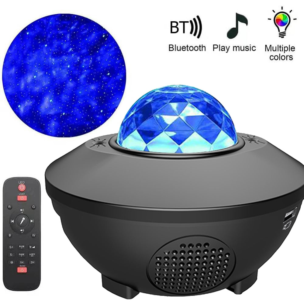LED Sternenhimmel Projektor Nachtlicht Galaxy Star Projektor Ocean Wave, Nachtlampe mit Musik Bluetooth Lautsprecher für Kinder