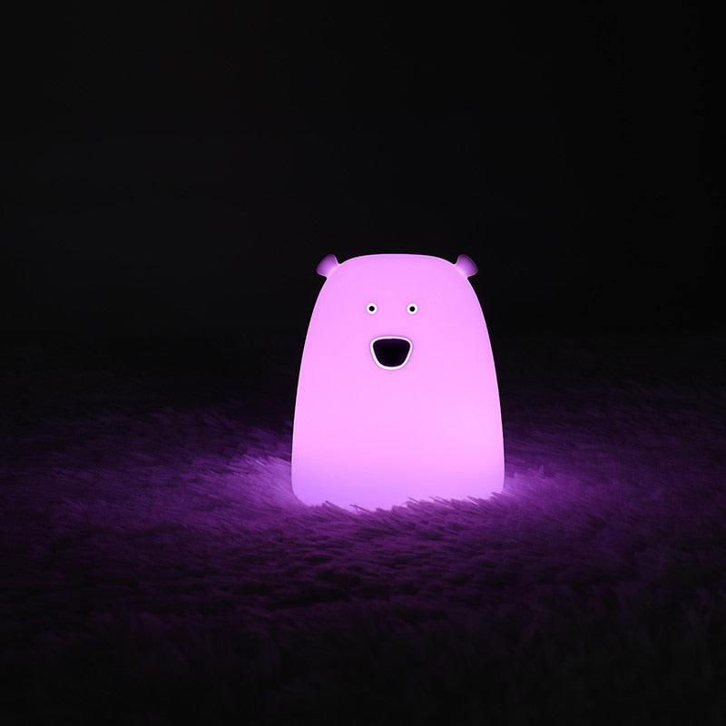 Cute Bär LED Baby Kinder Nachttischlampe aus Silikon mit Touch Sensor, Tap Control