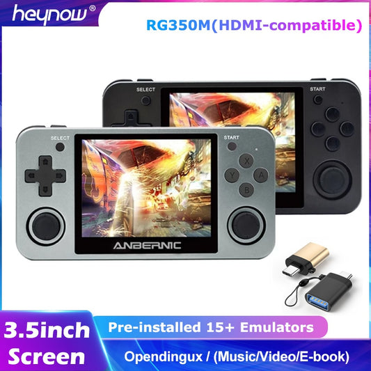 Full View 3.5&quot; IPS Bildschirm Linux OS RG350M Retro Game Console Metal Shell PS1 Arcade Emulator RG350 Gaming Player HDMI-kompatibel