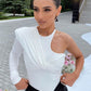 Kryptographische Sexy Backless Schulter Twist Bodys, Hohe Taille Body Club Party Streetwear