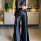 Mode hohe Taille Flare Hosen Set mit breiten Bein