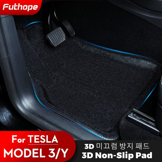 Rutschfeste Futhope Fußmatten, schwarzes Pad für Tesla Model 3Y 2020–2023, maßgeschneiderte wasserdichte Matte