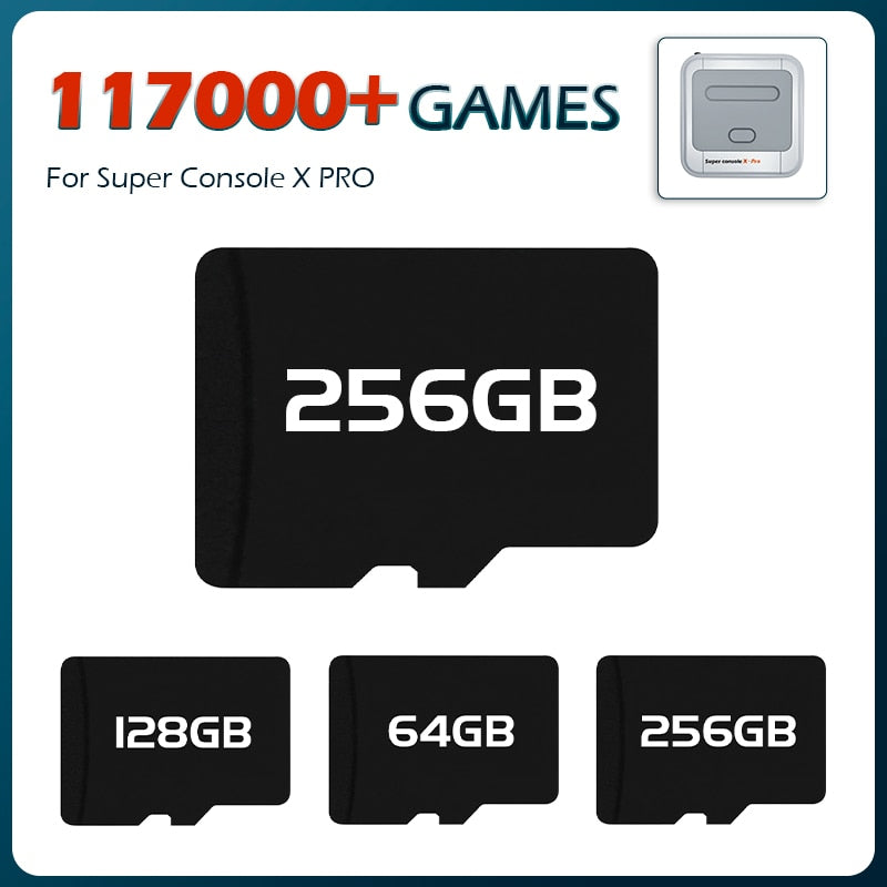 Super Console X PRO-Spielkarte für Super Console X PRO-Videospielkonsolen, integrierte 117000-Spiele für PSP/PS1/NDS/N64