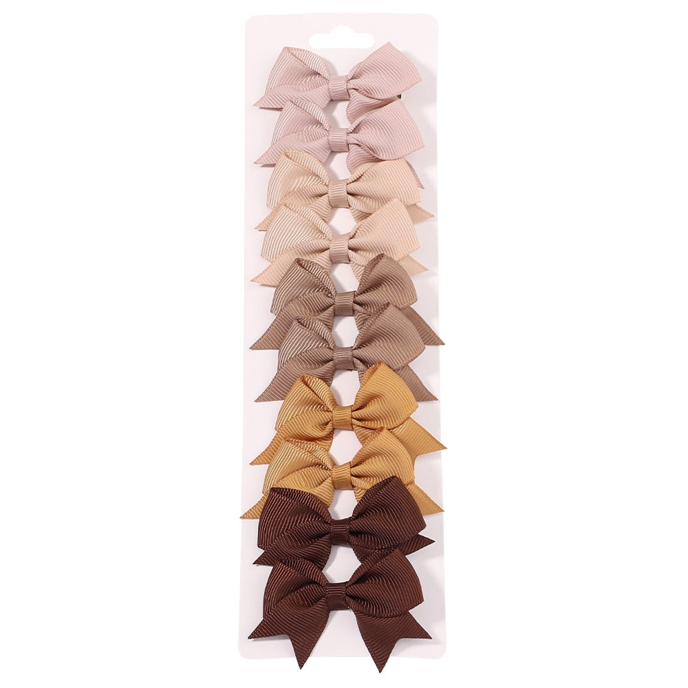 10Pcs/Set neue solide Band Bowknot Haarspangen für Baby Mädchen, handgemachte niedliche HaarnadelsBögen