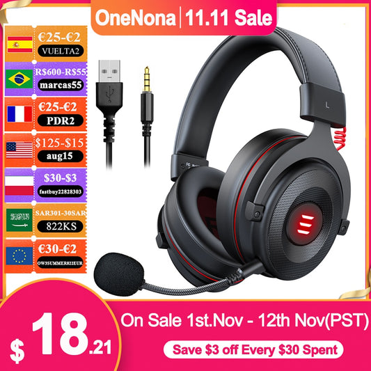 EKSA E900 Pro / E900 Headset Gamer Wired PC USB 3.5mm XBOX/ PS4 Kopfhörer mit Mikrofon 7.1 Surround Sound für Computer und Laptop