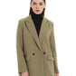 Herbst- und Frühlings-Blazerjacke für Damen, lässiger, einfarbiger, zweireihiger, dekorativer Mantel mit Taschen