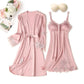 Spitzenbesatz Sexy Hochzeitsdame  Robe -Anzug, Kimono Bademantel Kleid für Mini Nachtwäsche & Intime Dessous