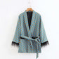 Damenanzüge, LOOSE Blau bedruckte Kimonojacke mit Federärmeln