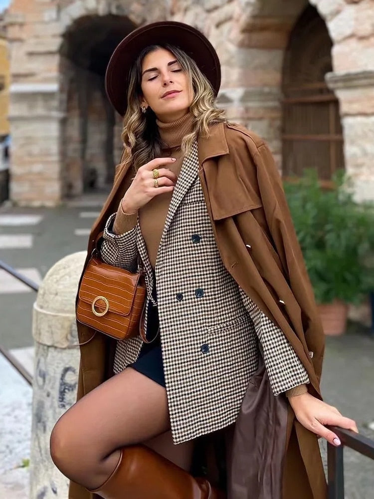 Zweireiher Business Blazer-Mantel für Damen,  Mode für Herbst / Frühling, Mantel für Bürodamen