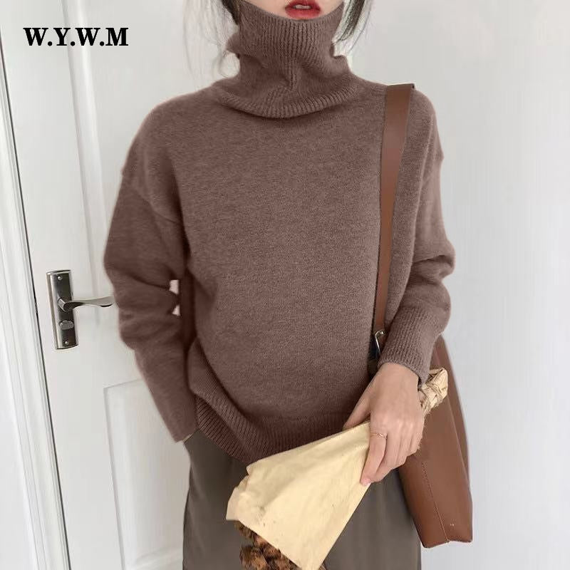 Kaschmir eleganter Rollkragen Damen Pullover weich gestrickt