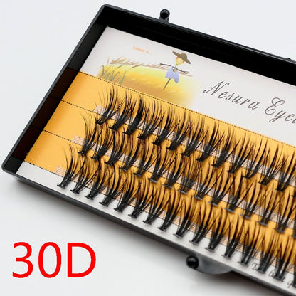 1Karton/60 Bündel 20/30D gefälschte Wimpern, Nerzimitat Einzelwimpern, natürliche dichte Wimpern, Wimpernverlängerungen für Make up