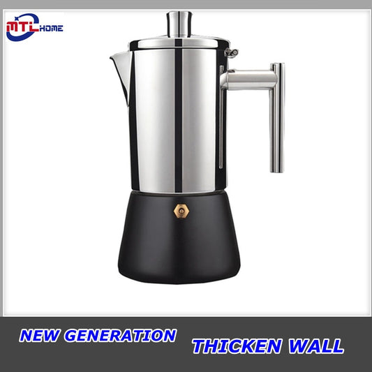 300/500ML 304 Edelstahl Geysir Kaffeemaschine Induktionskocher Espresso Kaffeekanne, Moka Pot Italienische Kaffeemaschine
