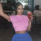 Nette Cartoon Prited T-Shirts, Lustige Teufel Kind Print Crop Top 90er Jahre, Kurzarm Sommer Mädchen T-shirt