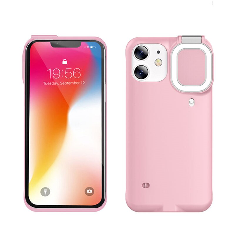 Selfie Beauty Ring Flash Phone Case für iPhone 12 Pro Max, 11, Hüllen mit LED, Selfie Light Portable Protective Back Cover