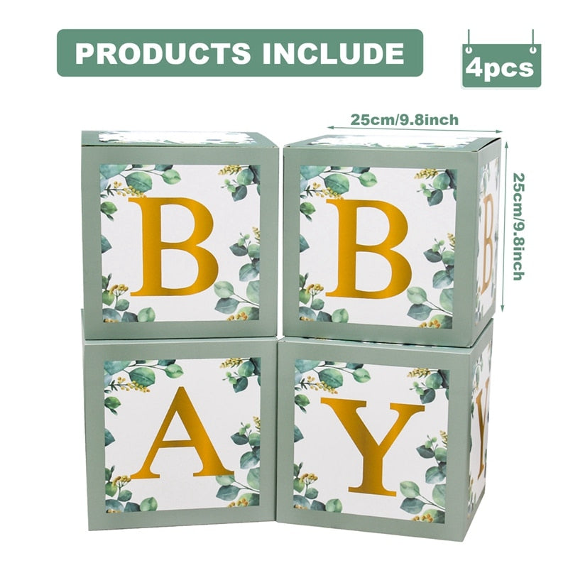 Staraise Transparent Letter A-Z Box Custom Baby Name Balloon Box Girl Boy Baby Shower Decorations Baby 1st Birthday Party Decor