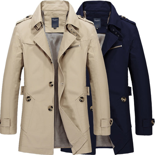 Herren Business Jacke, Lange Baumwolle Windjacke