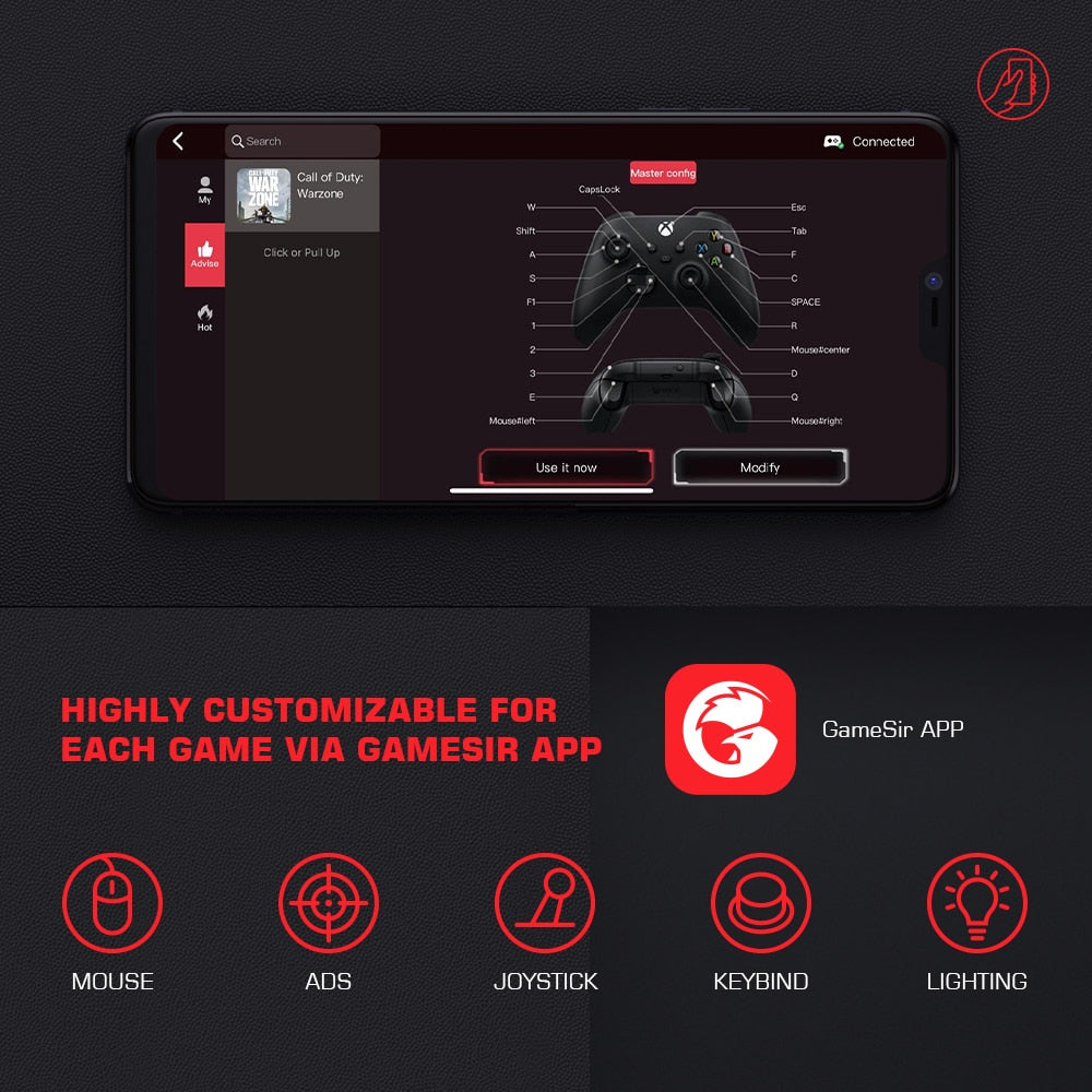 GameSir VX2 AimBox Tastatur Maus Gamepad Adapter Konverter für Xbox Serie X / S, Xbox One, PlayStation 4, PS4, Nintendo Switch, PS5