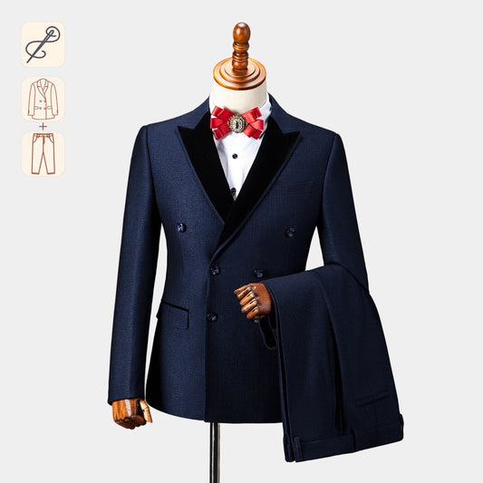 Marineblaue zweiteilige Anzüge für Herren im originellen Design für formelle Anlässe, Hochzeiten, elegante Blazer und Abendkleider (individuelle Größe)