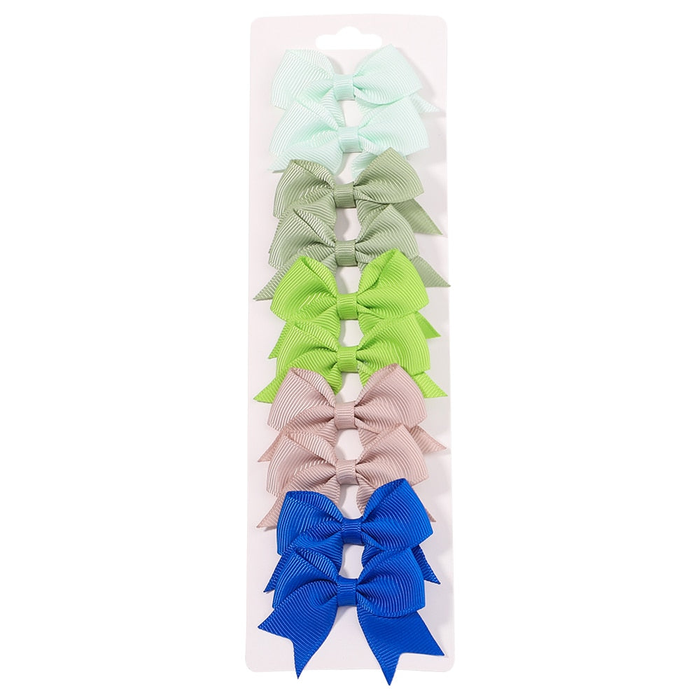 10Pcs/Set neue solide Band Bowknot Haarspangen für Baby Mädchen, handgemachte niedliche HaarnadelsBögen