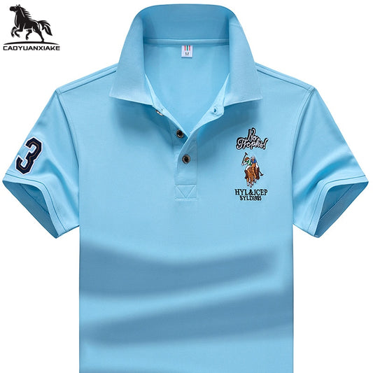 Gesticktes Herren-Business-Casual-Poloshirt M-4XL, Kurzarm-Poloshirt Kunstfaser