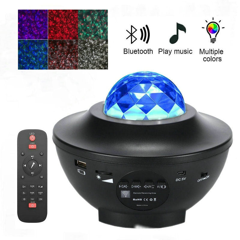 LED Sternenhimmel Projektor Nachtlicht Galaxy Star Projektor Ocean Wave, Nachtlampe mit Musik Bluetooth Lautsprecher für Kinder
