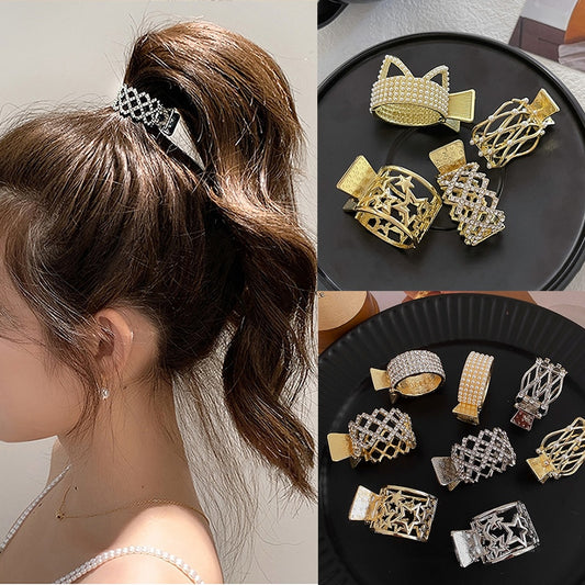 2022 Neue Perle Strass Haarkrallen für Mädchen / Damen, Hohe Pferdeschwanz, Clip Feste Haarnadel
