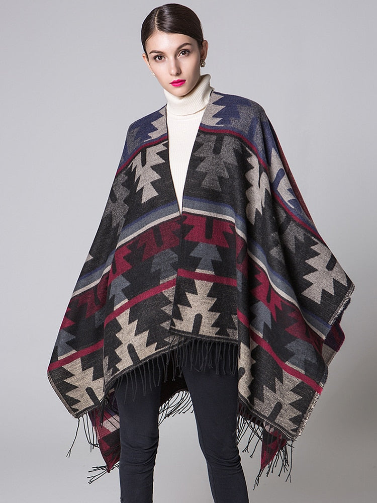 Nachahmung Kaschmir Damen, Schal Winter Warme Schal Wrap Bequeme Weibliche Gestrickte Dicke Decke
