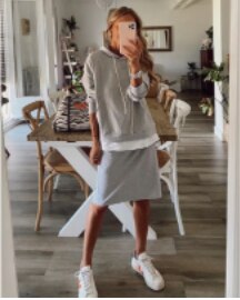 Damen Casual zweiteiler elegant Hoodie Sweatshirt und Harajuku, A-Linie Röcke mit fronttasche Anzug
