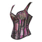 Große Größe Träger Vollbrustkorsett mit Cup-Reißverschluss, Sexy Jacquard Blumen-und Taillenkorsett