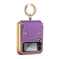 Vietao Z Flip3 Flip4 Beschichtung PC Ringhalter Orange Leder Handytasche für Samsung Galaxy Z Flip 4 3 Zflip4 Hülle