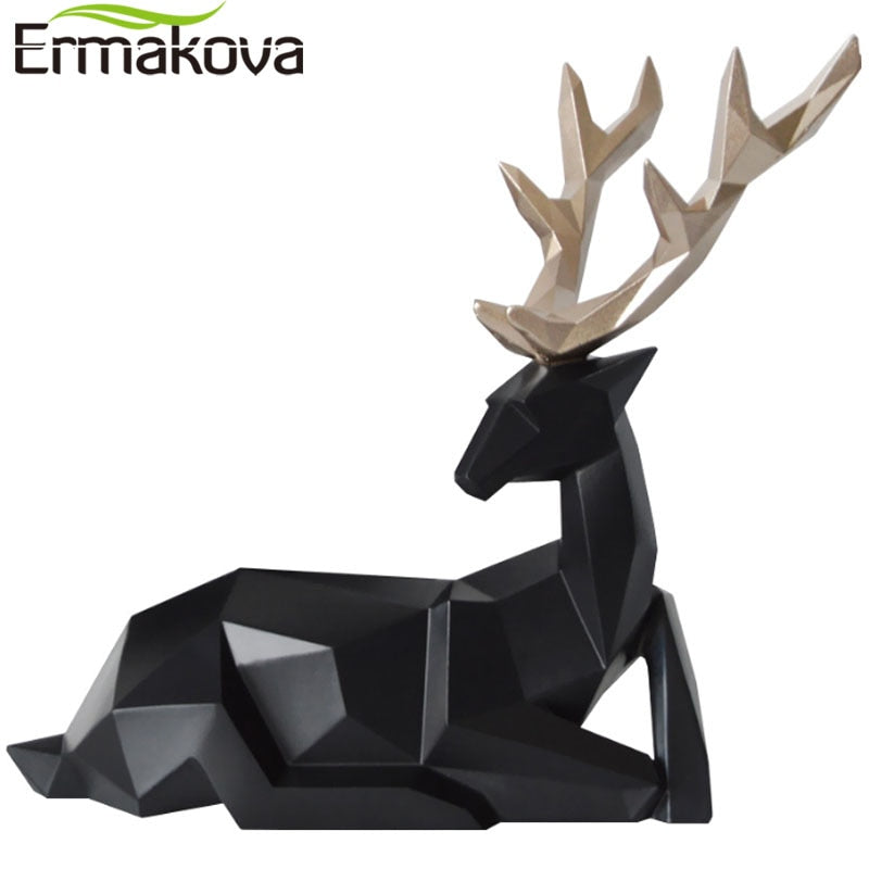 Hochwertig modernes geometrisches Paar Hirsch Statue-Skulptur, 2 Stücke Moderne Geometrische Paar Hirsch