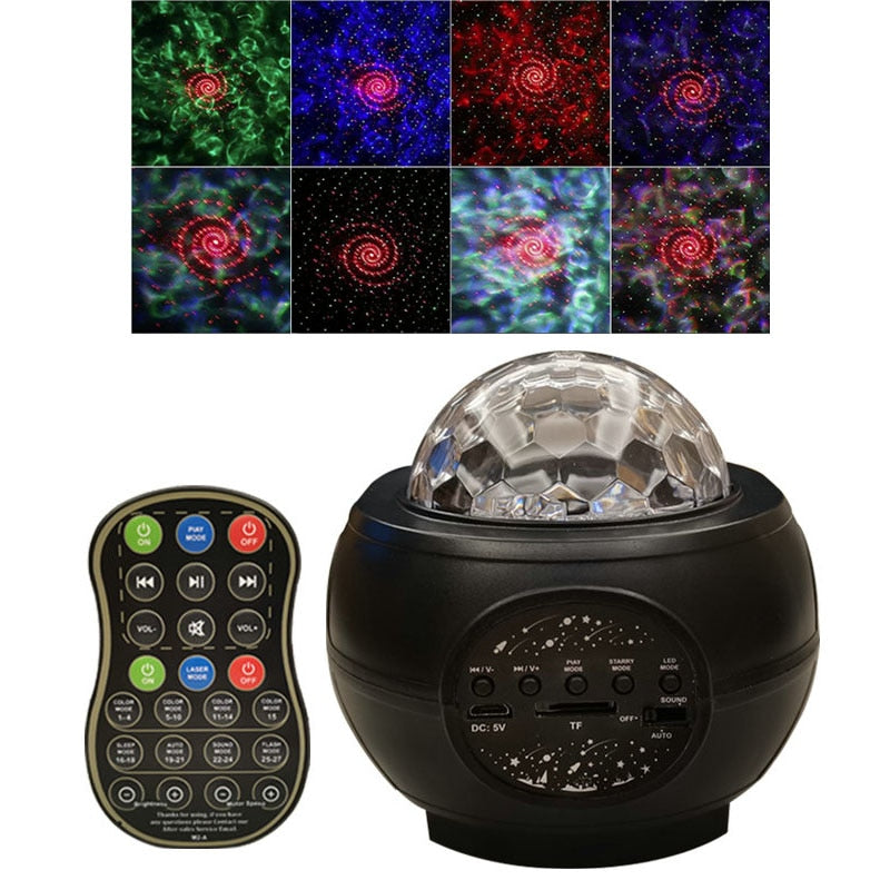 LED Sternenhimmel Projektor Nachtlicht Galaxy Star Projektor Ocean Wave, Nachtlampe mit Musik Bluetooth Lautsprecher für Kinder