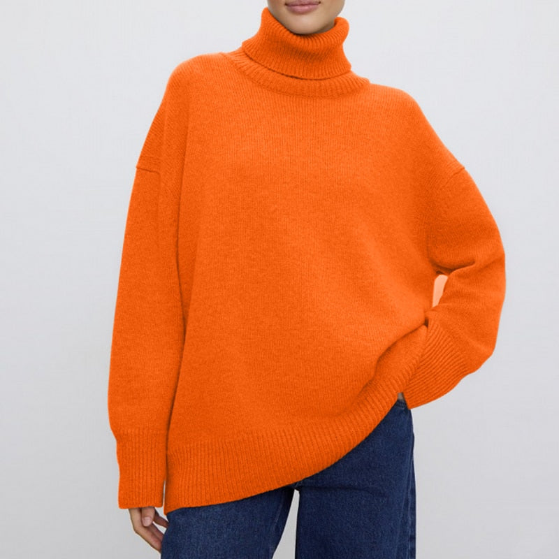 Kaschmir eleganter Rollkragen Damen Pullover weich gestrickt
