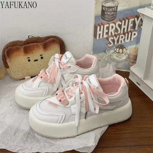 2022 Neue Frauen Freizeitschuhe, Weibliche Rosa Blau,  Vulkanisierte Sneakers Lace Up Canvas Schuhe