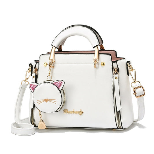 Damen Ledertasche, Damen Schulter Geldbörse & Handtasche mit Katzen Design