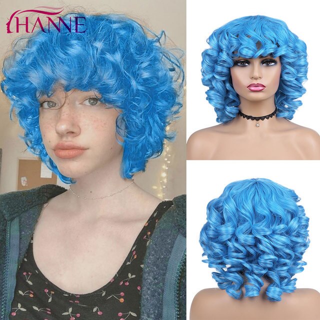Afro Kinky Curly Synthetische Perücke Lila Perücke Curly Perruque Bob Synthétique, Kurze Perücken Für Schwarze Frauen, 3/4 Halbperücke Hitzebeständig