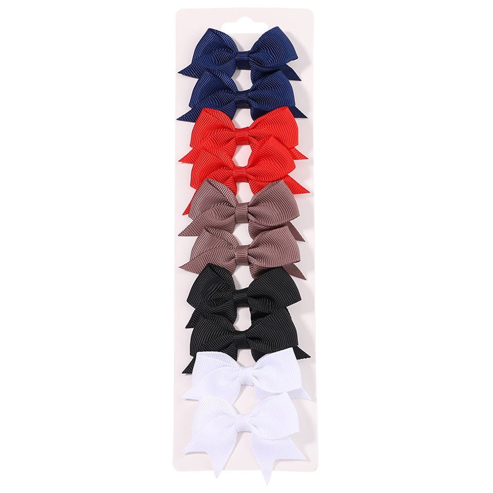 10Pcs/Set neue solide Band Bowknot Haarspangen für Baby Mädchen, handgemachte niedliche HaarnadelsBögen