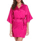 Silky Satin Women Robe Solid Color Kimono Bathrobes Home Dressing Gown Short Nightgown Summer V-Neck Sleepwear Lingerie