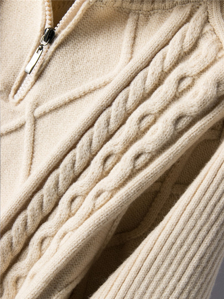 Überdimensionierter gestrickter Wolle Pullover für Frauen / dick warm gestrickter Pullover / Rollkragen solide Langarm