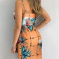 Tropisches Kleid mit V-Ausschnitt und Wickelkleid für Damen, ärmelloses Sommerferien-Minikleid