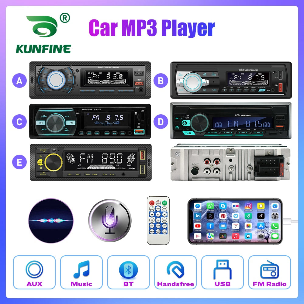 1 din Auto Radio MP3 Player FM Tuner Stereo, USB Multimedia Autoradio-Player Fernbedienung, Bluetooth