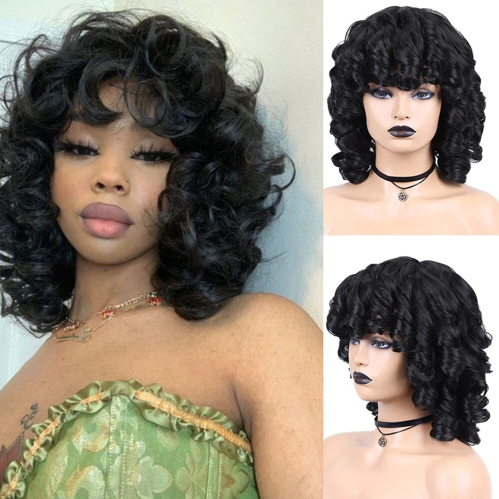 Afro Kinky Curly Synthetische Perücke Lila Perücke Curly Perruque Bob Synthétique, Kurze Perücken Für Schwarze Frauen, 3/4 Halbperücke Hitzebeständig