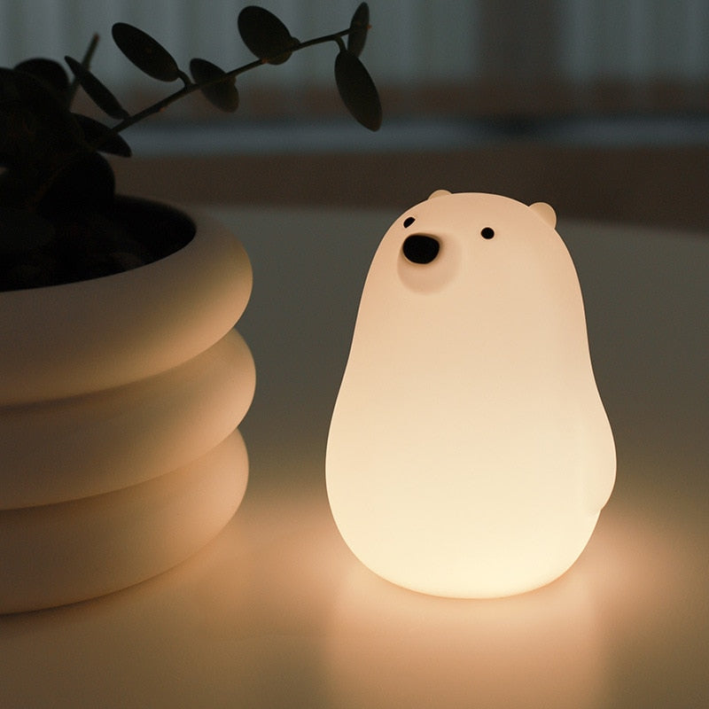 Cute Bär LED Baby Kinder Nachttischlampe aus Silikon mit Touch Sensor, Tap Control