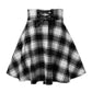 Schwarz karierter Damen-Gothic-Rock, plissiert, kariert, für Sommer,Frühling und Herbst, Mini-Rock Clubwear