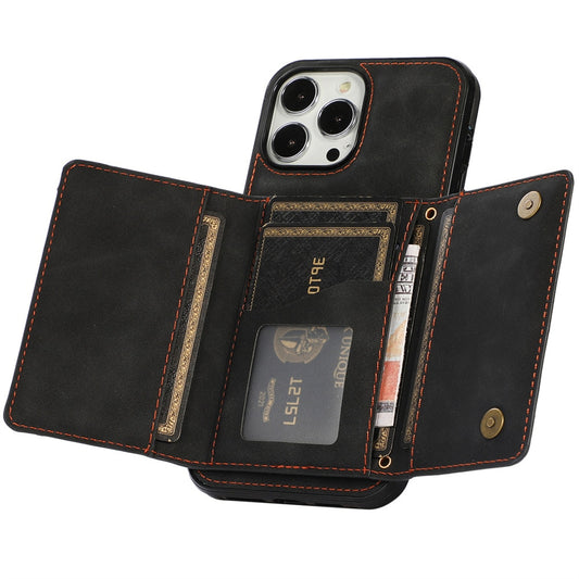 Retro gefaltete matte Leder-Wallet-Hülle für iPhone 14 Plus, 13, 12, 11 Pro Max mit Kartenhalter Slots