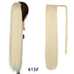 AISI HAIR Synthetische Lange Gerade Pferdeschwanzverlängerung, Blond Wrap Around Pferdeschwanz Clip in Haarteil