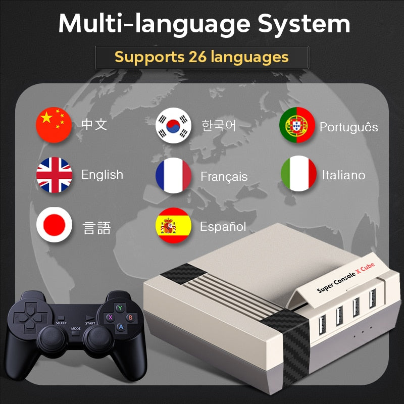 Tragbare HD-TV-Videospielkonsole Super Console X Cube mit über 90000 Spielen TV-Spielekonsole mit zwei Controllern für PS1/PSP/N64/DC